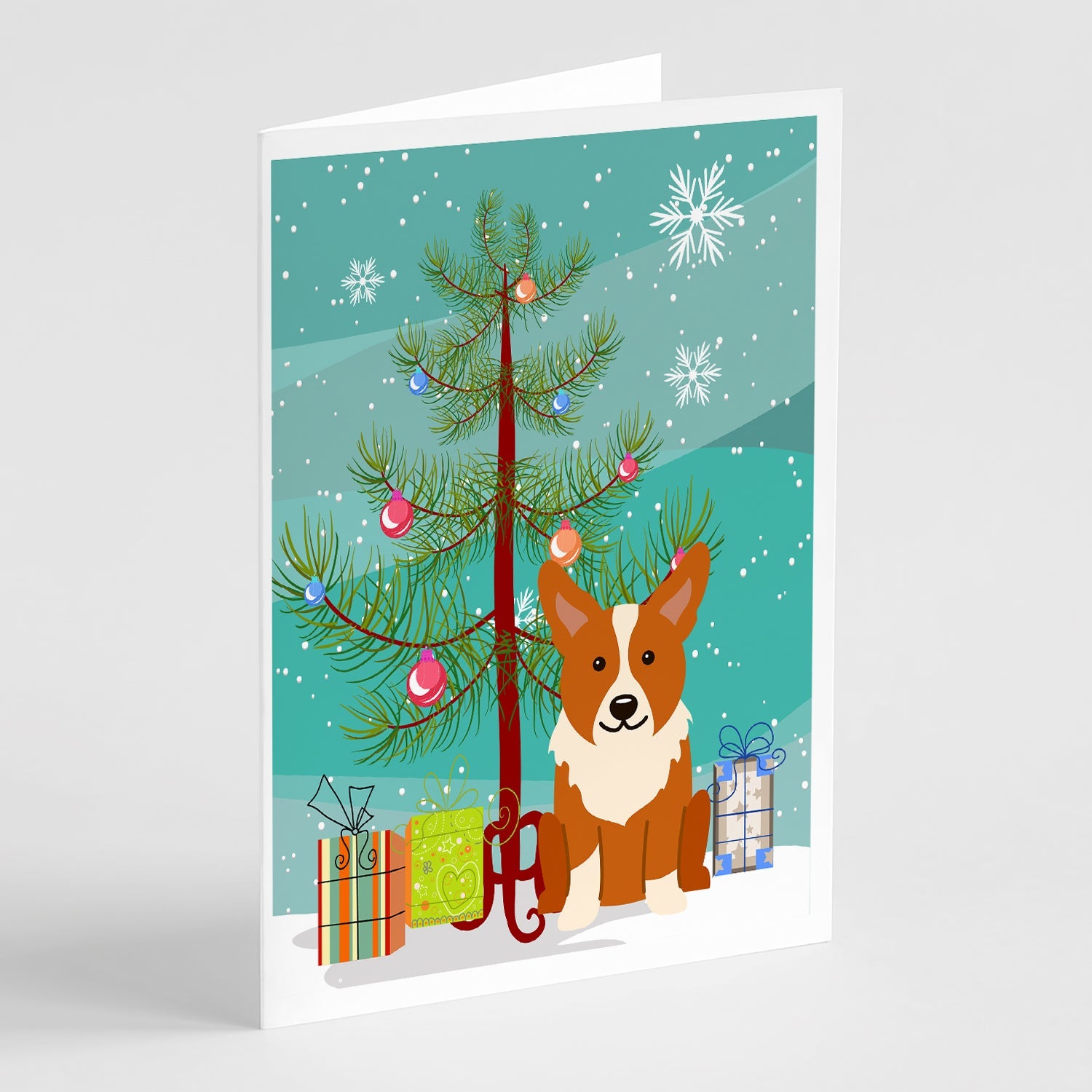 Merry Christmas Tree Corgi Greeting Cards Pack of 8 Blank Cards with Envelopes Whimsical A7 Size 5x7