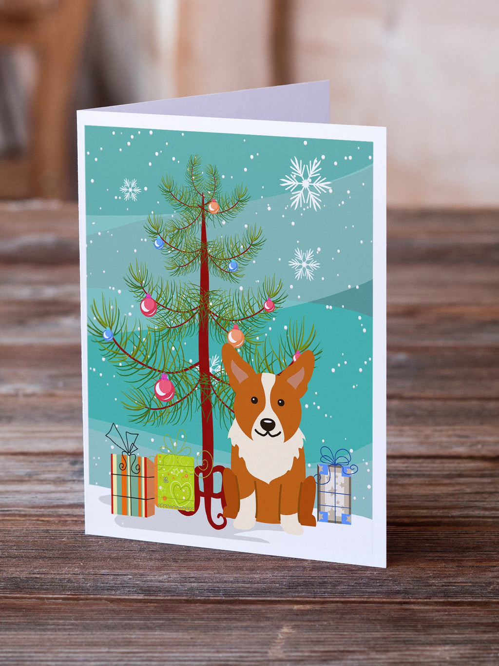 Merry Christmas Tree Corgi Greeting Cards Pack of 8 Blank Cards with Envelopes Whimsical A7 Size 5x7