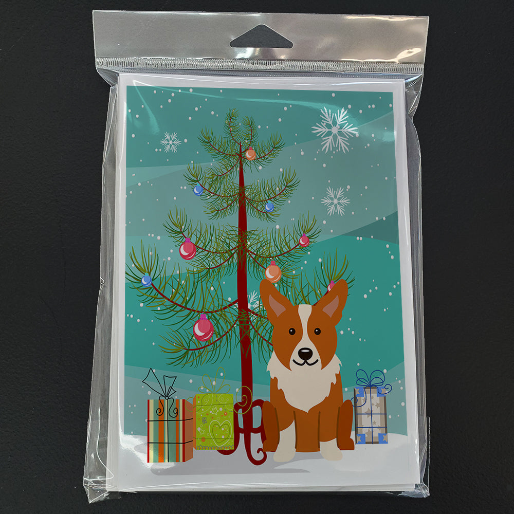 Merry Christmas Tree Corgi Greeting Cards Pack of 8 Blank Cards with Envelopes Whimsical A7 Size 5x7