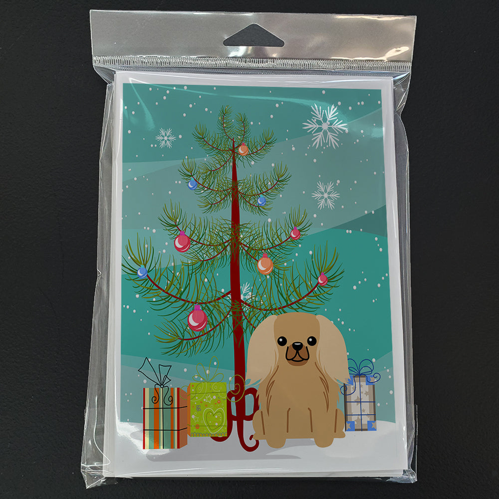 Merry Christmas Tree Pekingese Fawn Sable Greeting Cards Pack of 8 Blank Cards with Envelopes Whimsical A7 Size 5x7