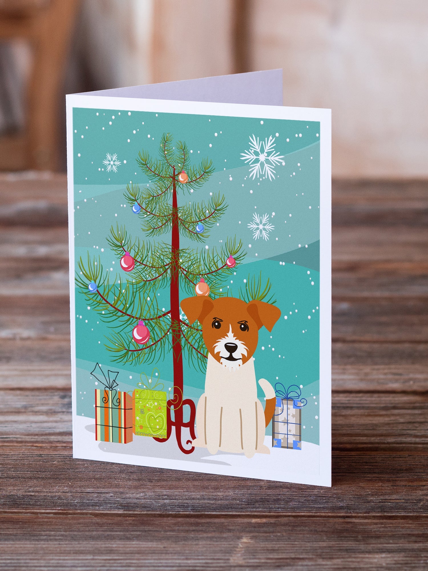 Merry Christmas Tree Jack Russell Terrier Greeting Cards Pack of 8 Blank Cards with Envelopes Whimsical A7 Size 5x7