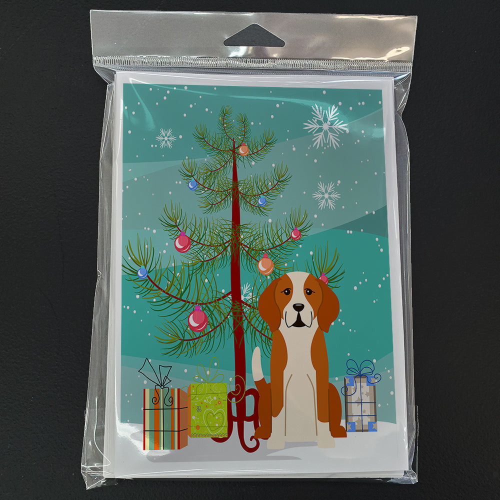 Merry Christmas Tree English Foxhound Greeting Cards Pack of 8 Blank Cards with Envelopes Whimsical A7 Size 5x7