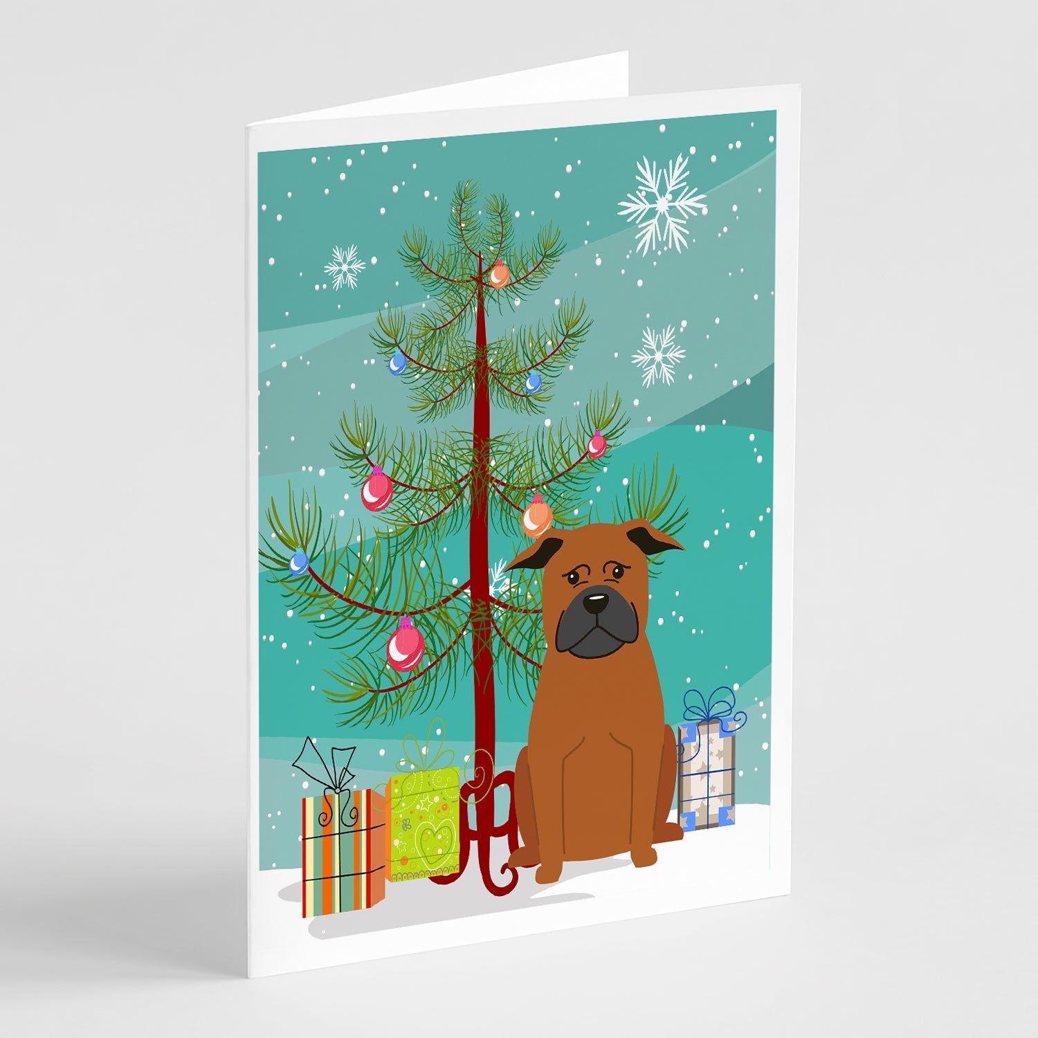 Merry Christmas Tree Chinese Chongqing Dog Greeting Cards Pack of 8 Blank Cards with Envelopes Whimsical A7 Size 5x7