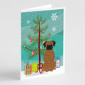 Merry Christmas Tree Brindle Boxer Greeting Cards Pack of 8 Blank Cards with Envelopes Whimsical A7 Size 5x7