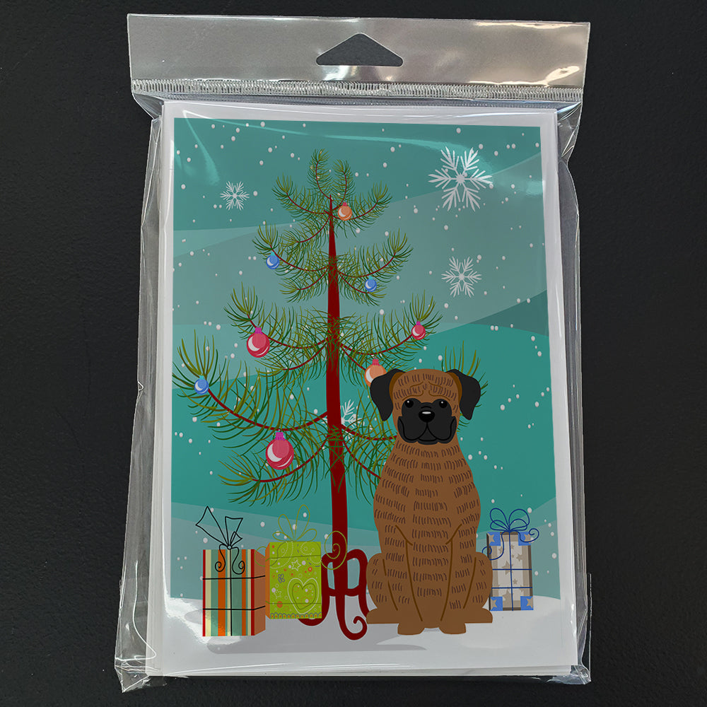 Merry Christmas Tree Brindle Boxer Greeting Cards Pack of 8 Blank Cards with Envelopes Whimsical A7 Size 5x7