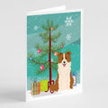 Merry Christmas Tree Border Collie Red White Greeting Cards Pack of 8 Blank Cards with Envelopes Whimsical A7 Size 5x7