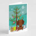 Merry Christmas Tree Dachshund Red Brown Greeting Cards Pack of 8 Blank Cards with Envelopes Whimsical A7 Size 5x7