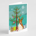 Merry Christmas Tree Bull Terrier Red White Greeting Cards Pack of 8 Blank Cards with Envelopes Whimsical A7 Size 5x7