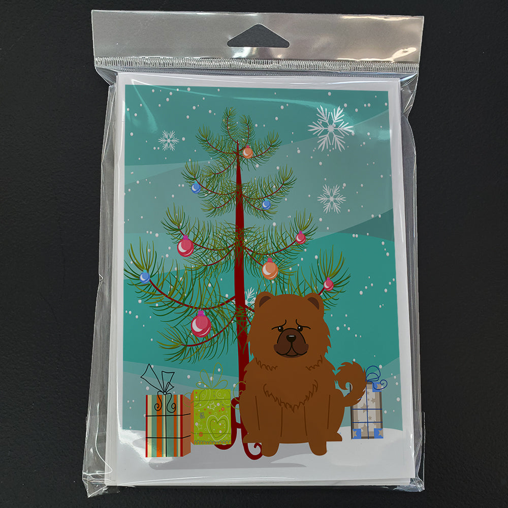 Merry Christmas Tree Chow Chow Red Greeting Cards Pack of 8 Blank Cards with Envelopes Whimsical A7 Size 5x7