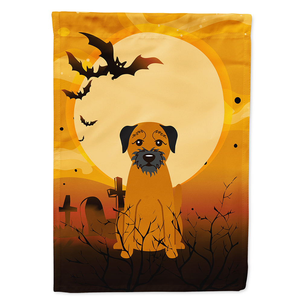Halloween Border Terrier House Flag 28x40 Porch Sleeve Pole Decorative Outside Yard Banner Artwork Wall Hanging, Polyester