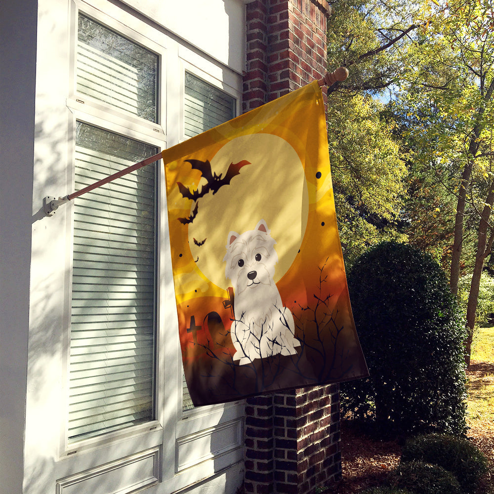 Halloween Westie House Flag 28x40 Porch Sleeve Pole Decorative Outside Yard Banner Artwork Wall Hanging, Polyester