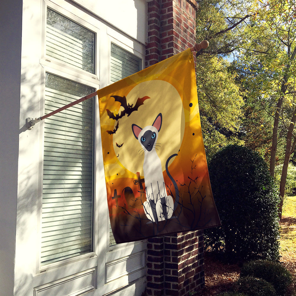 Halloween Siamese Cat House Flag 28x40 Porch Sleeve Pole Decorative Outside Yard Banner Artwork Wall Hanging, Polyester