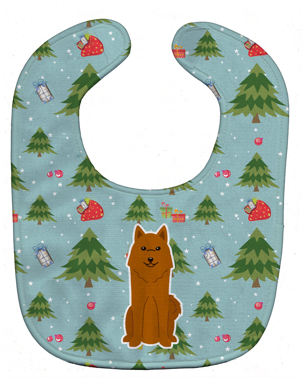 Christmas Karelian Bear Dog Baby Bib Easy-Clean Baby Bib Baby Feeding Accessory Baby Mealtime Essential, 10 x 13, Multicolor