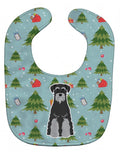 Christmas Standard Schnauzer Black Grey Baby Bib Easy-Clean Baby Bib Baby Feeding Accessory Baby Mealtime Essential, 10 x 13, Multicolor