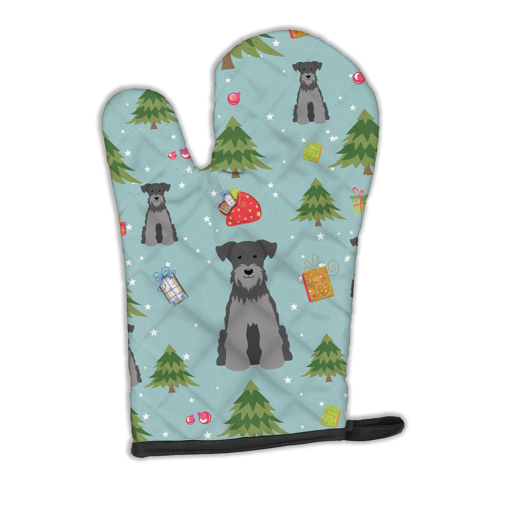 Christmas Miniature Schnauzer Black Silver Oven Mitt Heat Resistant Thick Oven Mitt for Hot Pans and Oven, Kitchen Mitt Protect Hands, Cooking Baking Glove