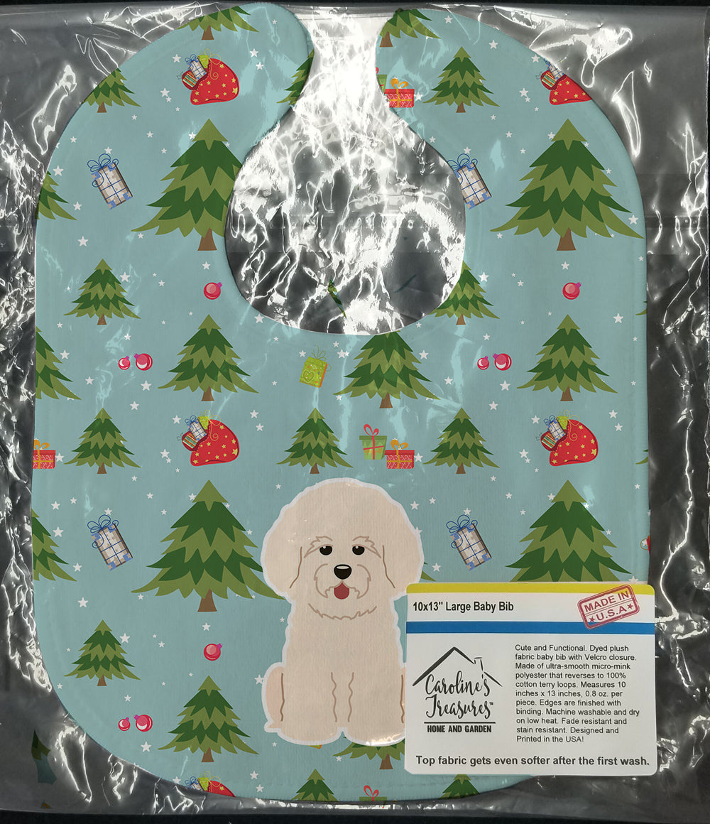 Christmas Bichon Frise Baby Bib Easy-Clean Baby Bib Baby Feeding Accessory Baby Mealtime Essential, 10 x 13, Multicolor