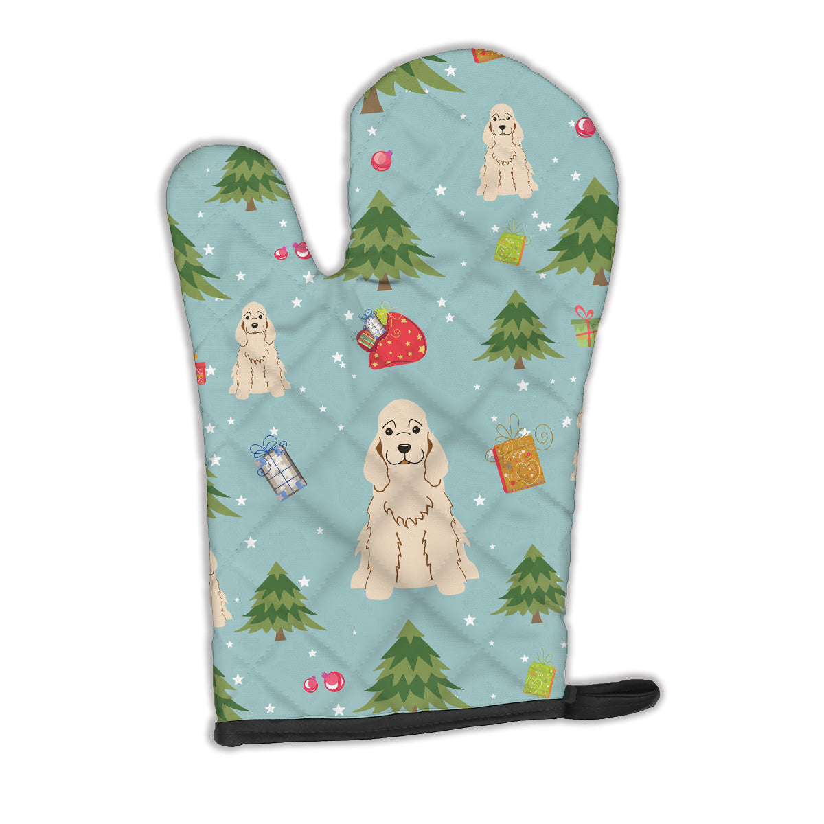 Christmas Cocker Spaniel Buff Oven Mitt Heat Resistant Thick Oven Mitt for Hot Pans and Oven, Kitchen Mitt Protect Hands, Cooking Baking Glove