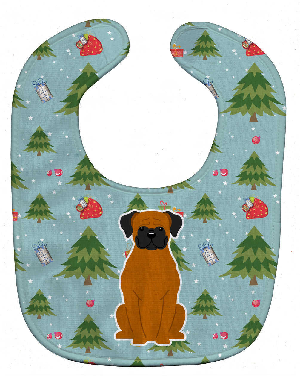 Christmas Fawn Boxer Baby Bib Easy-Clean Baby Bib Baby Feeding Accessory Baby Mealtime Essential, 10 x 13, Multicolor