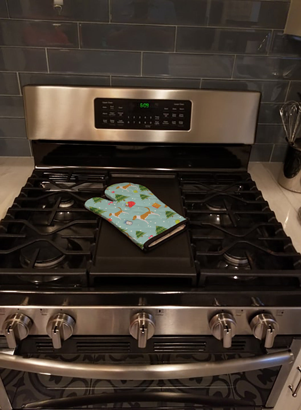 Christmas American Foxhound Oven Mitt Heat Resistant Thick Oven Mitt for Hot Pans and Oven, Kitchen Mitt Protect Hands, Cooking Baking Glove