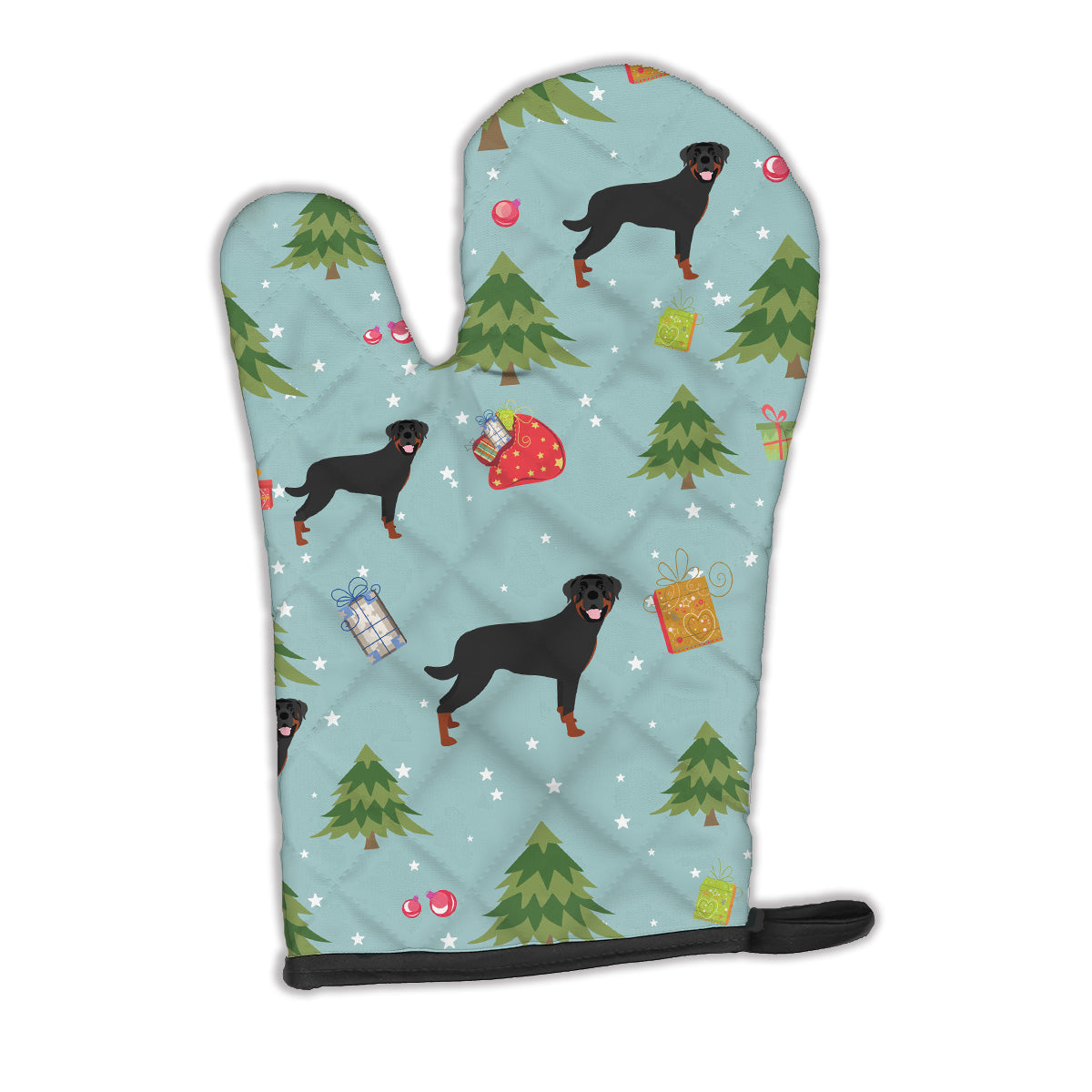 Christmas Rottweiler Oven Mitt Heat Resistant Thick Oven Mitt for Hot Pans and Oven, Kitchen Mitt Protect Hands, Cooking Baking Glove