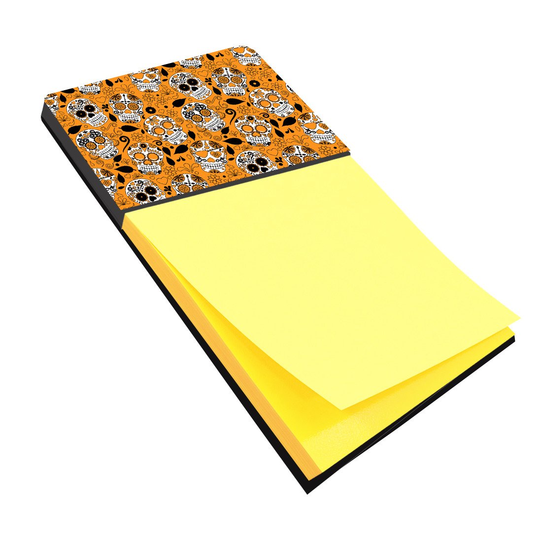 Day of the Dead Orange Watercolor Sticky Note Holder Refillable Dispenser Desk Accessory 3x3 Pad Gift