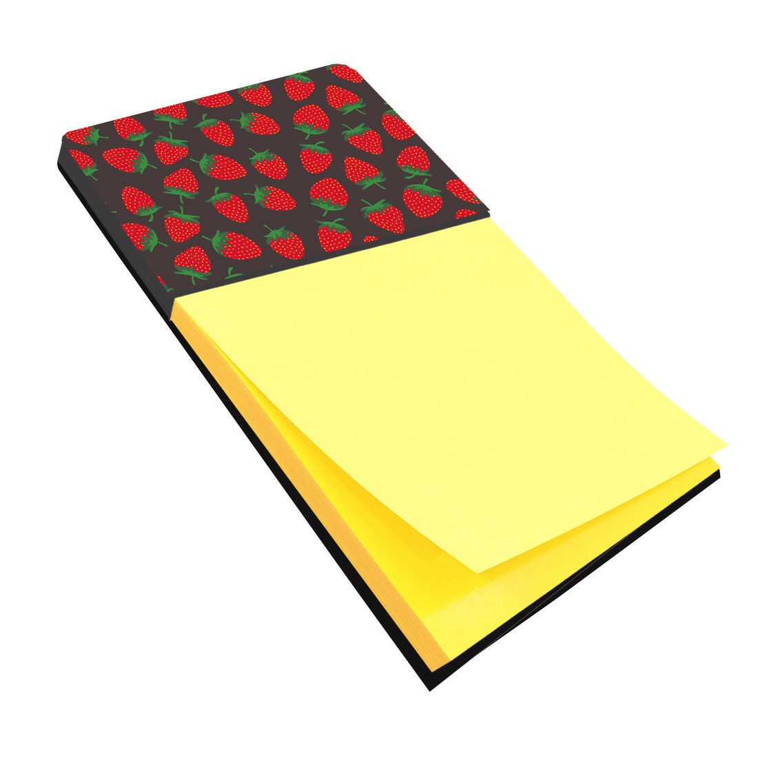Strawberries on Gray Watercolor Sticky Note Holder Refillable Dispenser Desk Accessory 3x3 Pad Gift