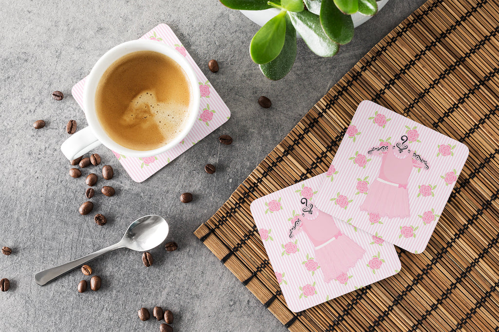 Ballerina Ballet Attire Foam Coasters Set of 4 Cup Coasters for Indoor Outdoor, Tabletop Protection, Anti Slip, Mouse pad Material