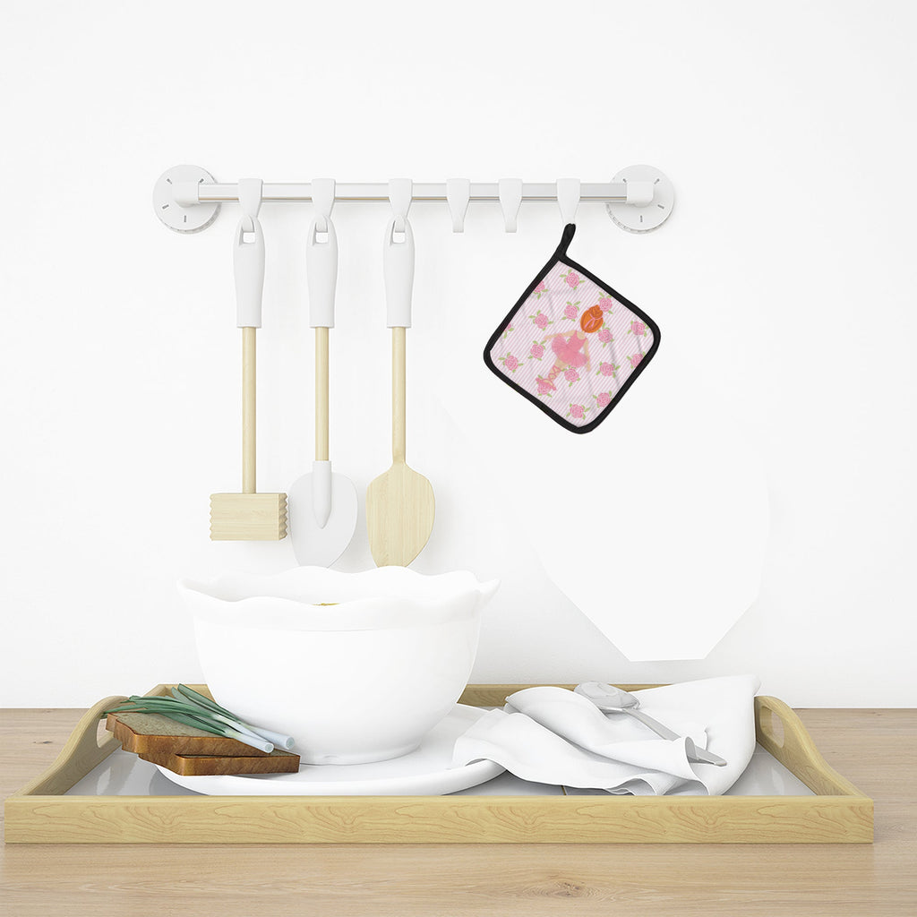 Ballerina Red Head Back Pose Pot Holder Set of 2 Heat Resistant Quilted Hot Pads 7.5 x 7.5 Inch, Insulated Kitchen Trivets for Cooking & Baking