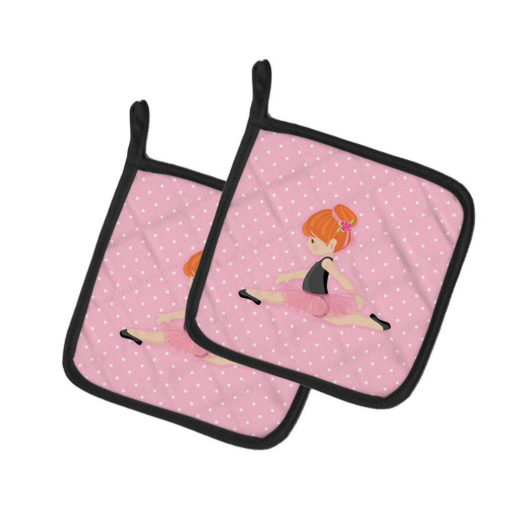 Ballerina Red Head Jete Pot Holder Set of 2 Heat Resistant Quilted Hot Pads 7.5 x 7.5 Inch, Insulated Kitchen Trivets for Cooking & Baking