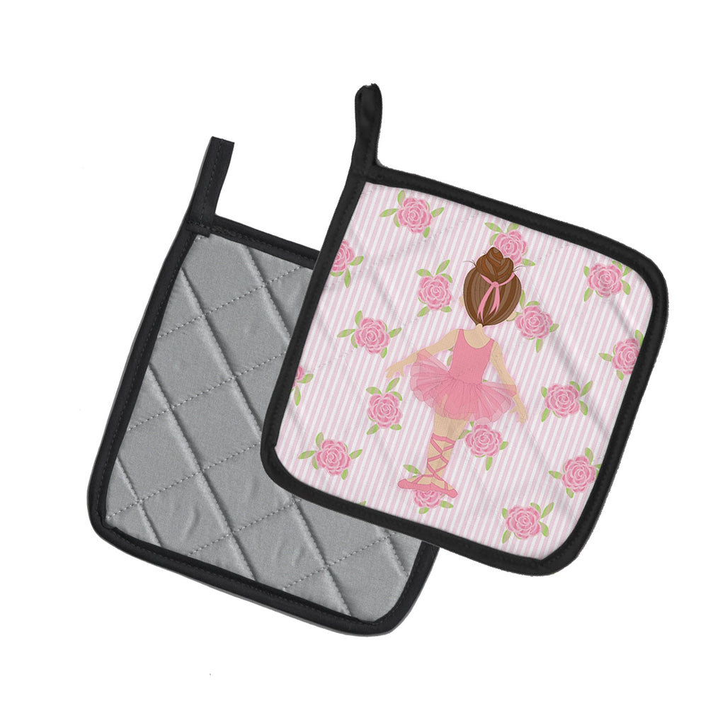 Ballerina Brunette Back Pose Pot Holder Set of 2 Heat Resistant Quilted Hot Pads 7.5 x 7.5 Inch, Insulated Kitchen Trivets for Cooking & Baking