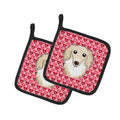 Longhair Creme Dachshund Pot Holder Set of 2 Heat Resistant Quilted Hot Pads 7.5 x 7.5 Inch, Insulated Kitchen Trivets for Cooking & Baking