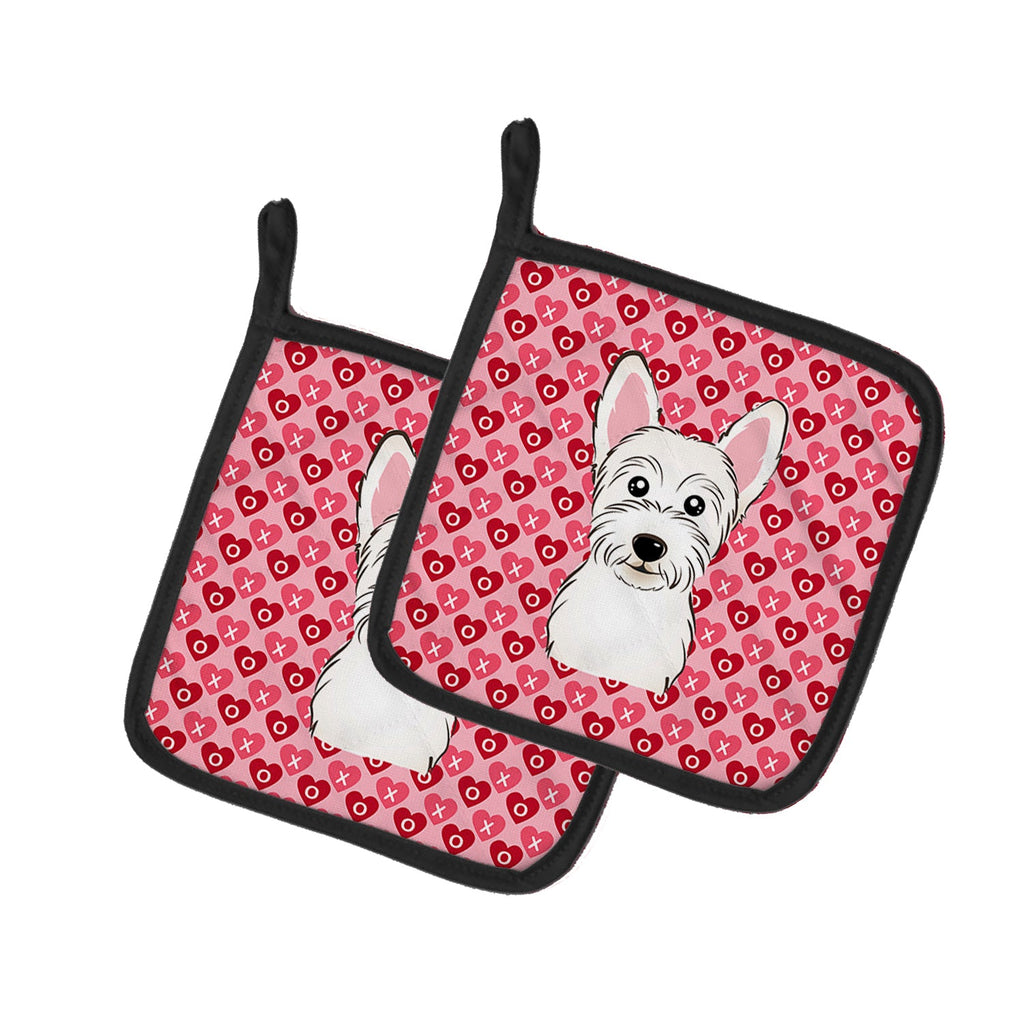 Westie Pot Holder Set of 2 Heat Resistant Quilted Hot Pads 7.5 x 7.5 Inch, Insulated Kitchen Trivets for Cooking & Baking