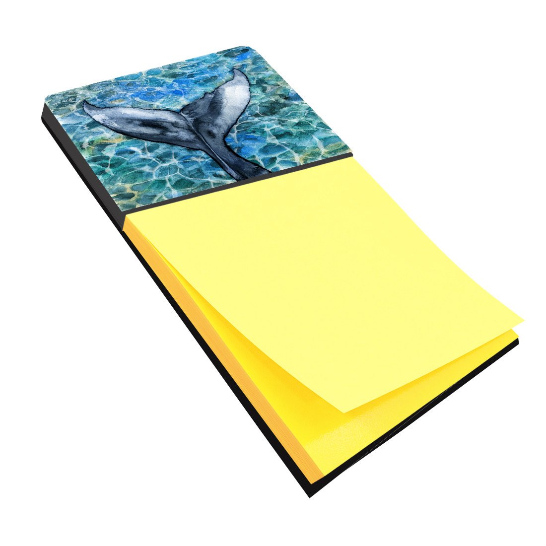 Whale Tail Watercolor Sticky Note Holder Refillable Dispenser Desk Accessory 3x3 Pad Gift
