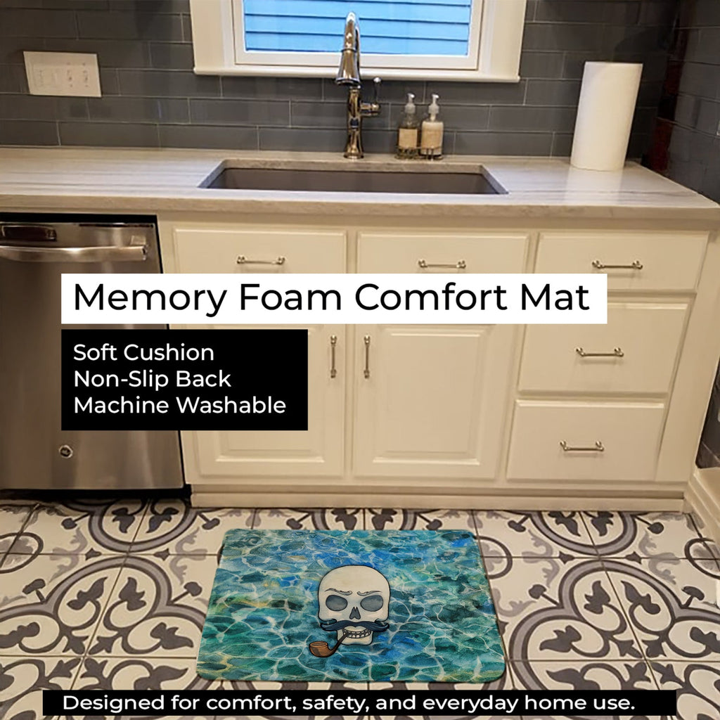 Skeleton Skull Pirate Memory Foam Kitchen Mat Machine Washable Anti-Fatigue Cushion Comfort Bath or Kitchen Rug