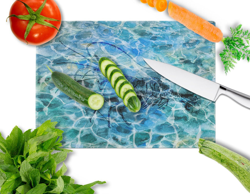 Shrimp Under water Cutting Board Tempered Glass Kitchen Cutting Surface, Heat Resistant Chopping, Non-Slip Feet, Food Prep & Serving