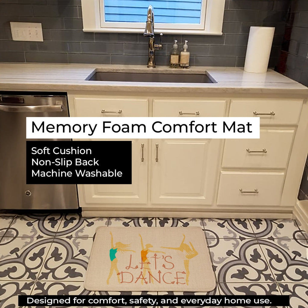 Let's Dance Linen Light Memory Foam Kitchen Mat Machine Washable Anti-Fatigue Cushion Comfort Bath or Kitchen Rug