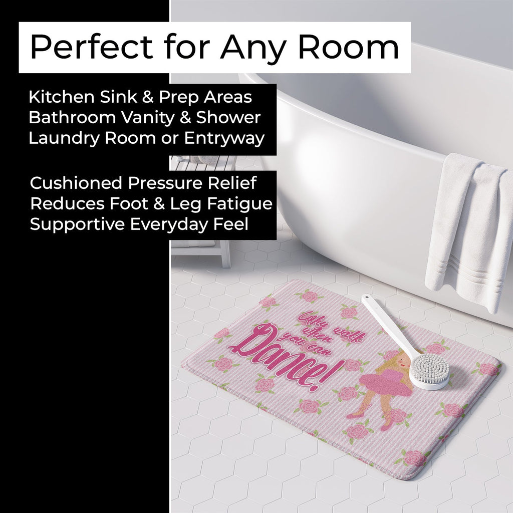 Ballet Long Blonde Hair Memory Foam Kitchen Mat Machine Washable Anti-Fatigue Cushion Comfort Bath or Kitchen Rug