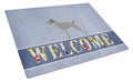 German Wirehaired Pointer Welcome Cutting Board Tempered Glass Kitchen Cutting Surface, Heat Resistant Chopping, Non-Slip Feet, Food Prep & Serving