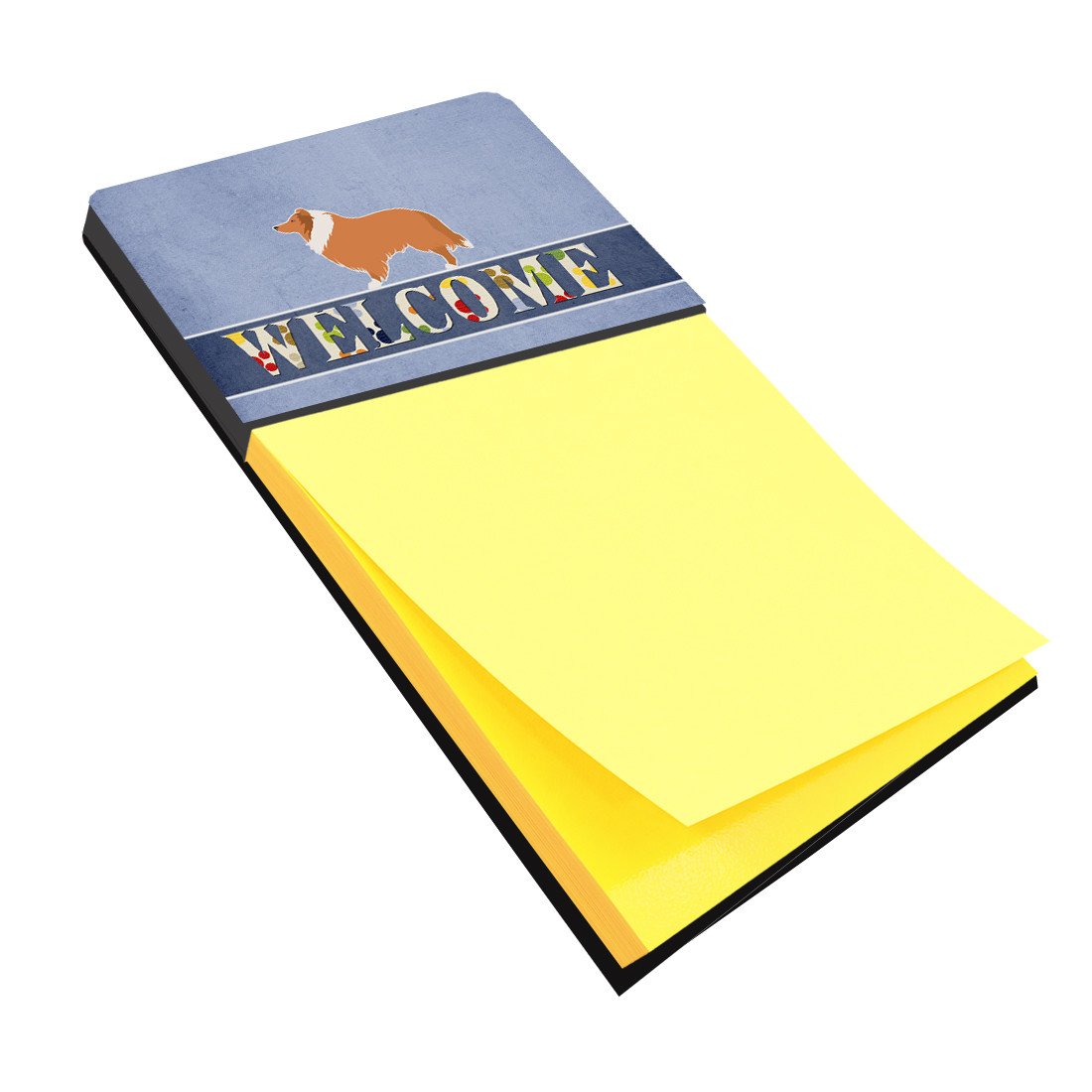 Collie Welcome Watercolor Sticky Note Holder Refillable Dispenser Desk Accessory 3x3 Pad Gift
