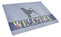 Portuguese Water Dog Welcome Cutting Board Tempered Glass Kitchen Cutting Surface, Heat Resistant Chopping, Non-Slip Feet, Food Prep & Serving