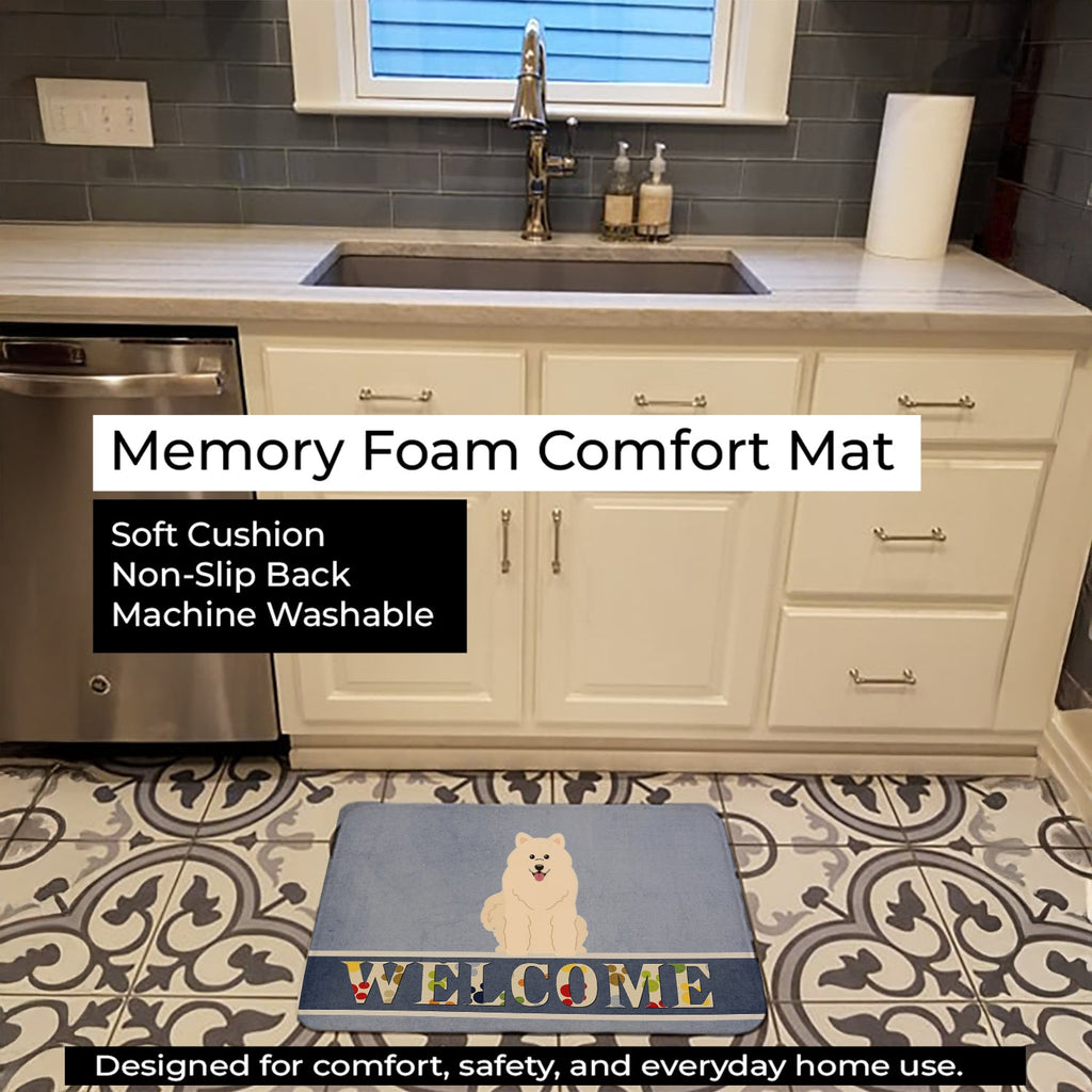 Samoyed Welcome Memory Foam Kitchen Mat Machine Washable Anti-Fatigue Cushion Comfort Bath or Kitchen Rug