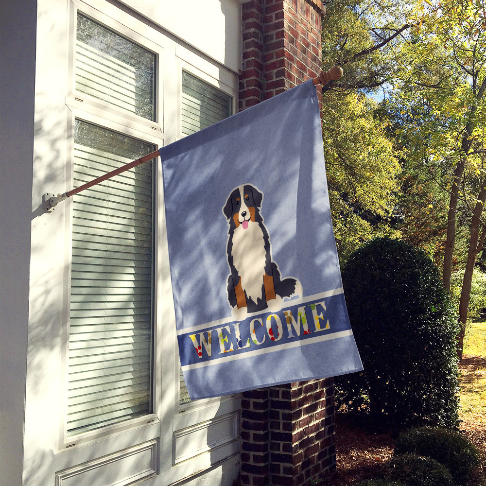 Bernese Mountain Dog Welcome House Flag 28x40 Porch Sleeve Pole Decorative Outside Yard Banner Artwork Wall Hanging, Polyester
