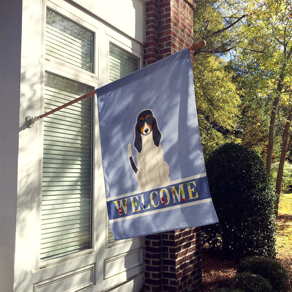 Swiss Hound Welcome House Flag 28x40 Porch Sleeve Pole Decorative Outside Yard Banner Artwork Wall Hanging, Polyester