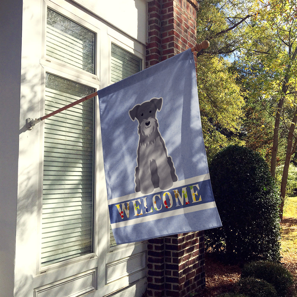 Miniature Schnauzer Black Silver Welcome House Flag 28x40 Porch Sleeve Pole Decorative Outside Yard Banner Artwork Wall Hanging, Polyester