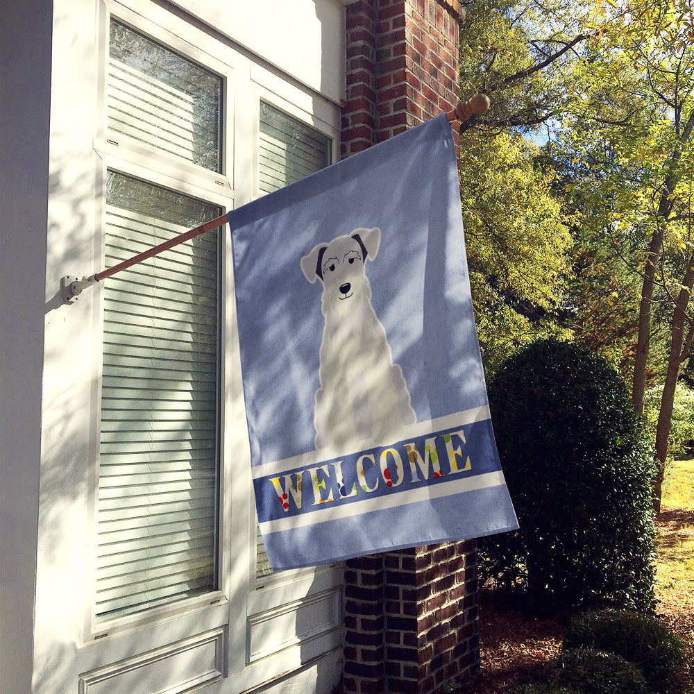 Miniature Schnauzer White Welcome House Flag 28x40 Porch Sleeve Pole Decorative Outside Yard Banner Artwork Wall Hanging, Polyester