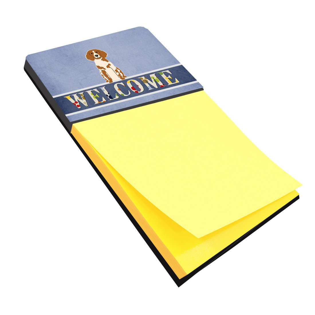 Brittany Spaniel Welcome Watercolor Sticky Note Holder Refillable Dispenser Desk Accessory 3x3 Pad Gift