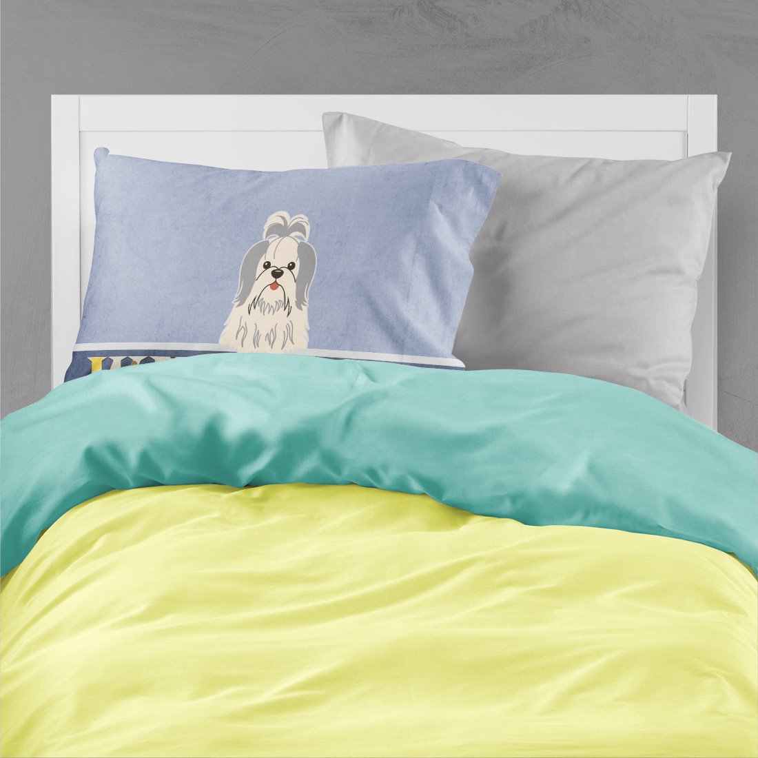 Shih Tzu Silver White Welcome Standard Pillowcase Lightweight Super Soft Easy Care Decorative Artwork Pillowcase, Standard