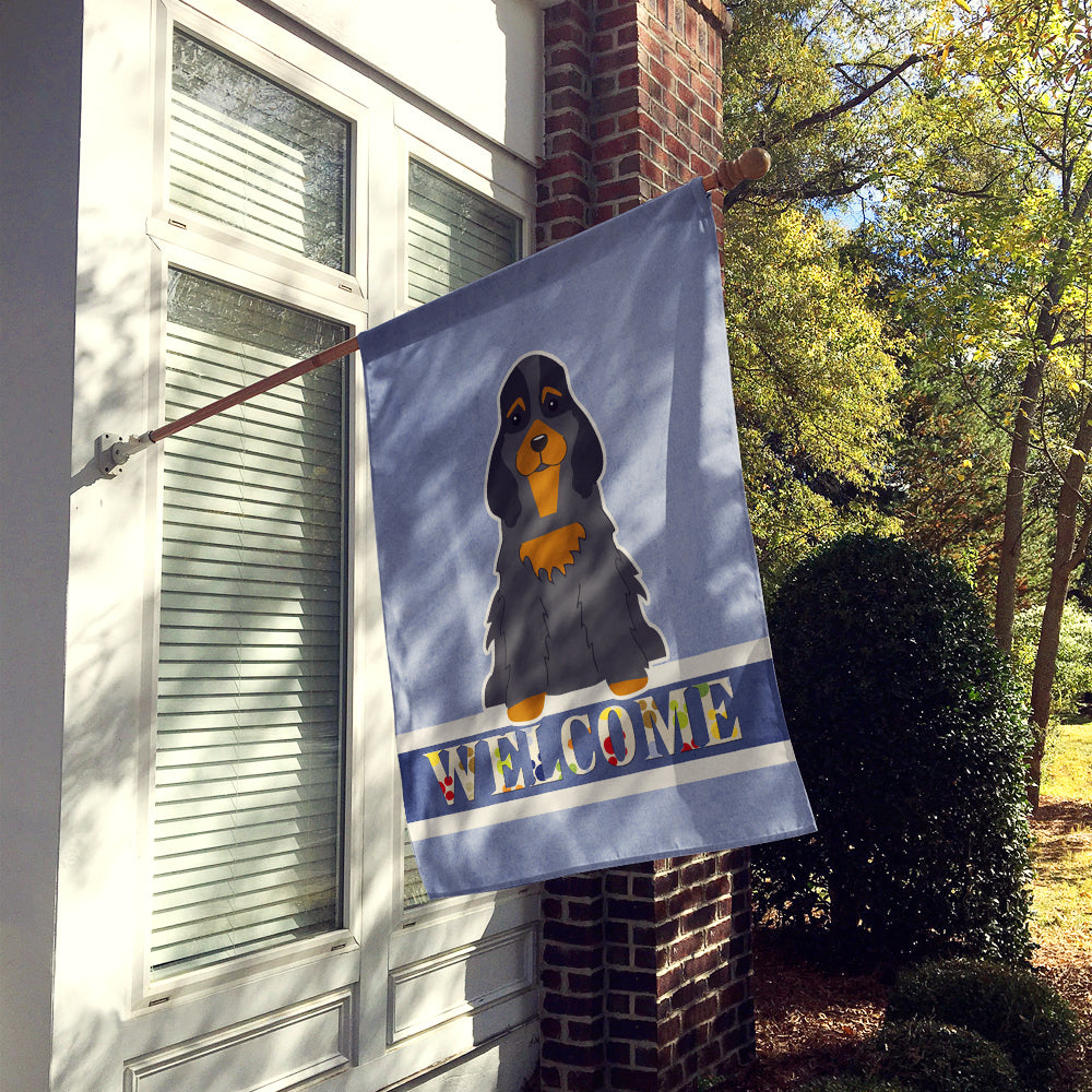 Cocker Spaniel Black Tan Welcome House Flag 28x40 Porch Sleeve Pole Decorative Outside Yard Banner Artwork Wall Hanging, Polyester