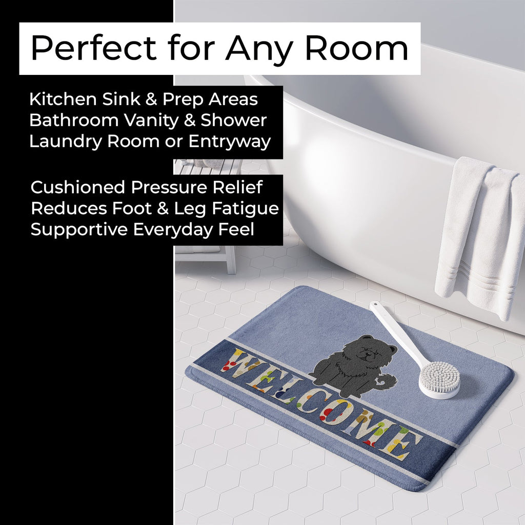 Chow Chow Black Welcome Memory Foam Kitchen Mat Machine Washable Anti-Fatigue Cushion Comfort Bath or Kitchen Rug