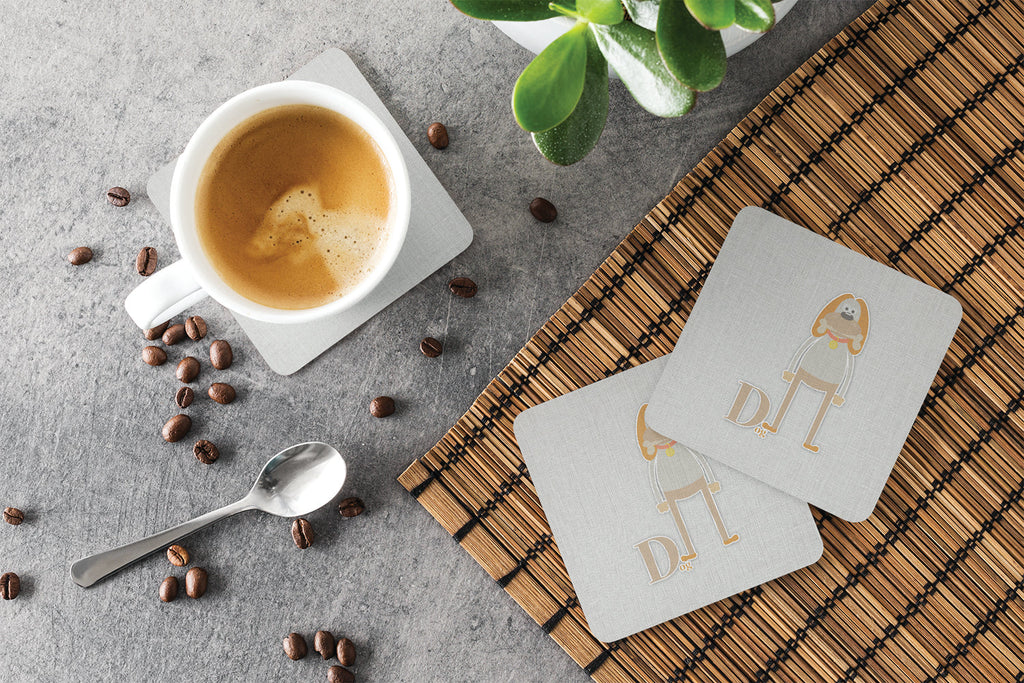 Alphabet D for Dog Foam Coasters Set of 4 Cup Coasters for Indoor Outdoor, Tabletop Protection, Anti Slip, Mouse pad Material